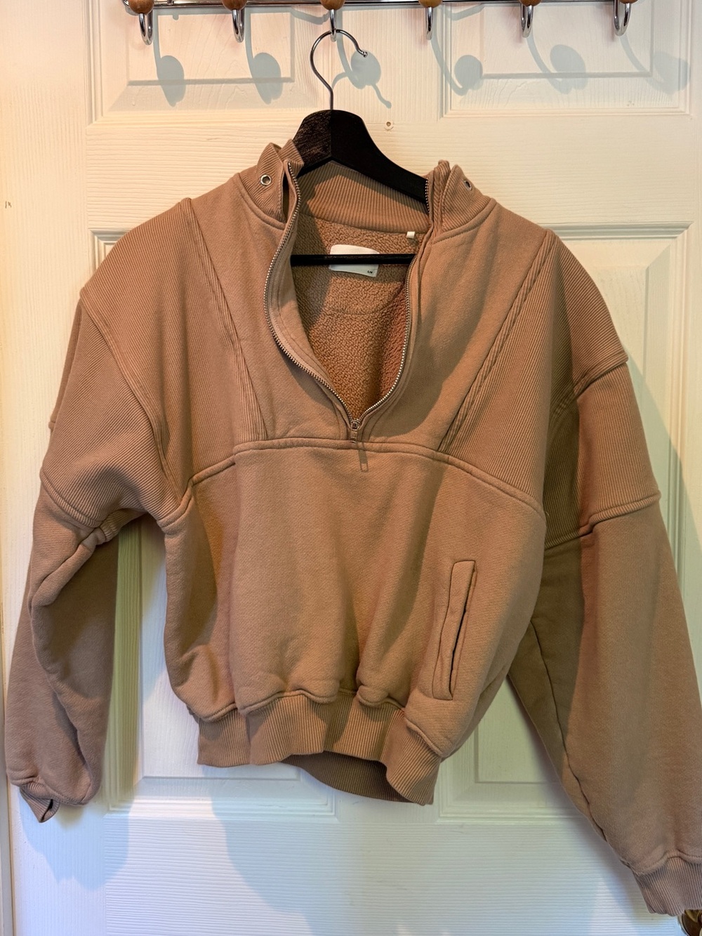 Joah Brown Retro Half-Zip Pullover Sweatshirt - Brown